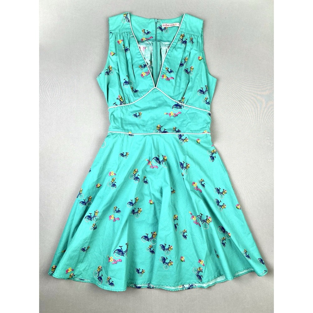 Trollied Dolly Women's S Vintage-Style Dress Bicycle & Flowers Theme‎